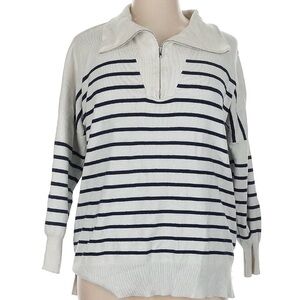 Pink Lily Navy and White Striped Turtleneck Sweater